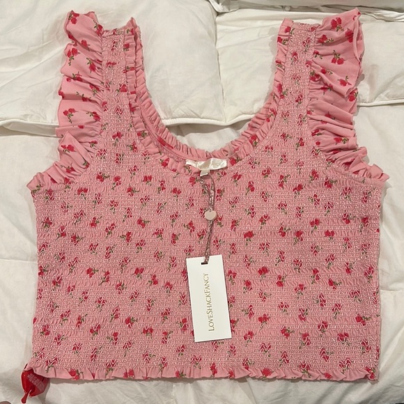NWT LoveShackFancy Dovi Top Cherry Pink - Size L - Picture 2 of 7